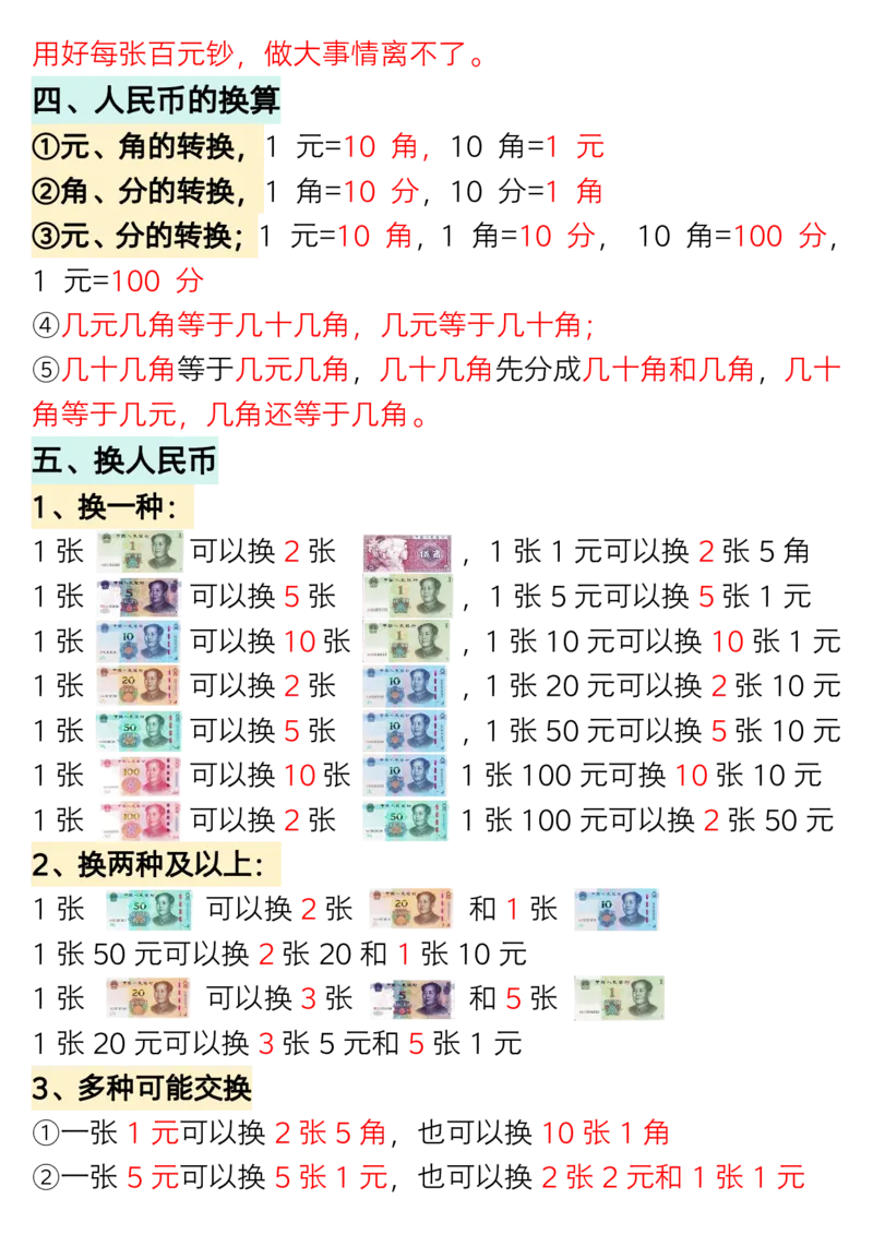 1.27一年级数学下册认识人民币专题详解_一年级上下册资料_小学一年级学习资料-25年更新版_1-04、小学一年级数学下册_1-4-1、复习、知识点、归纳汇总_人教版