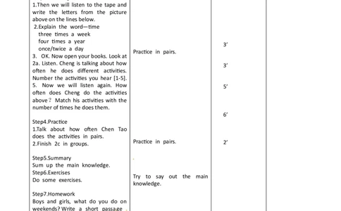 八年级英语教案：Unit2Howoftendoyouexercise(1)_初中英语新版_最新人教版英语八年级上册_老版（含有参考价值）_01教案人教版初中英语八上（多版本）易提分旗舰店