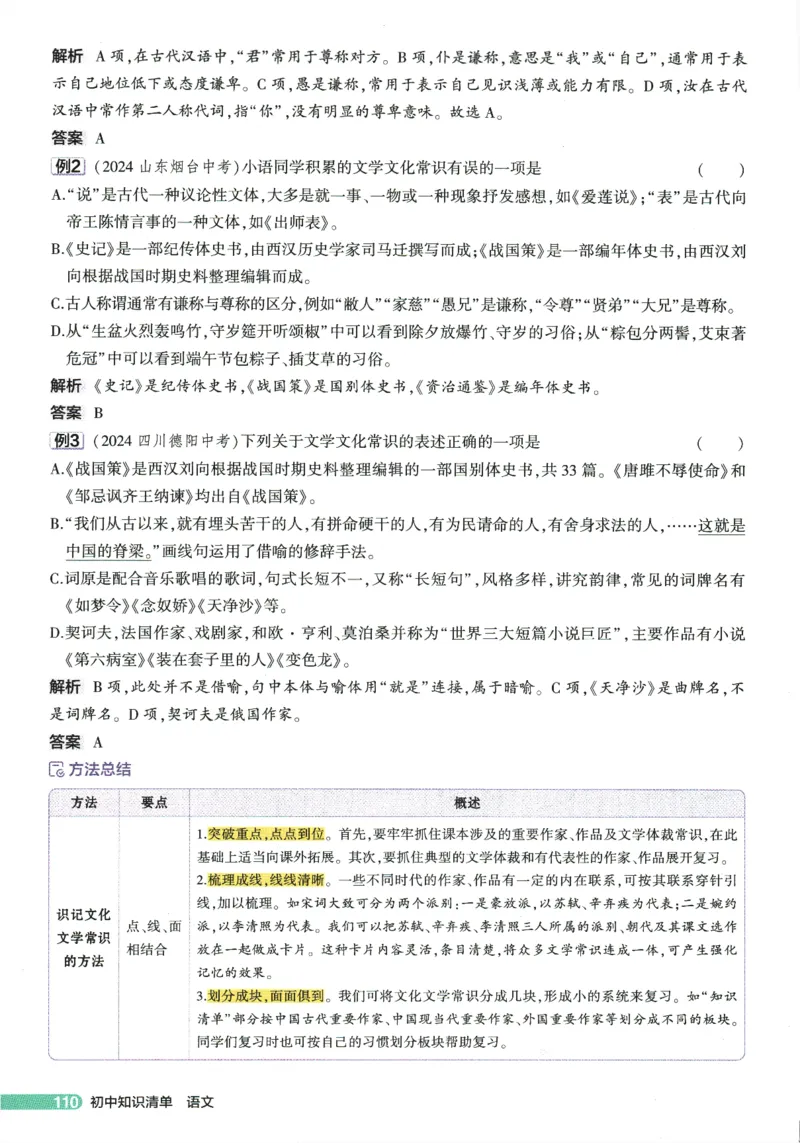 2026版53初中知识清单-语文