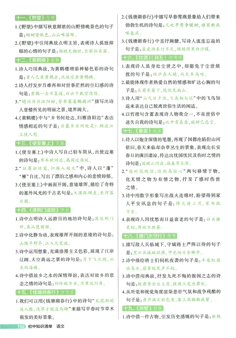 2026版53初中知识清单-语文