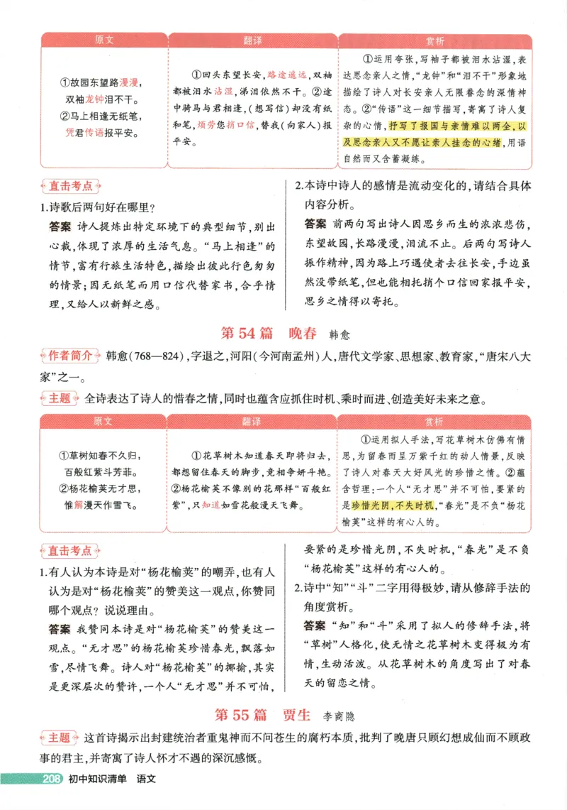 2026版53初中知识清单-语文