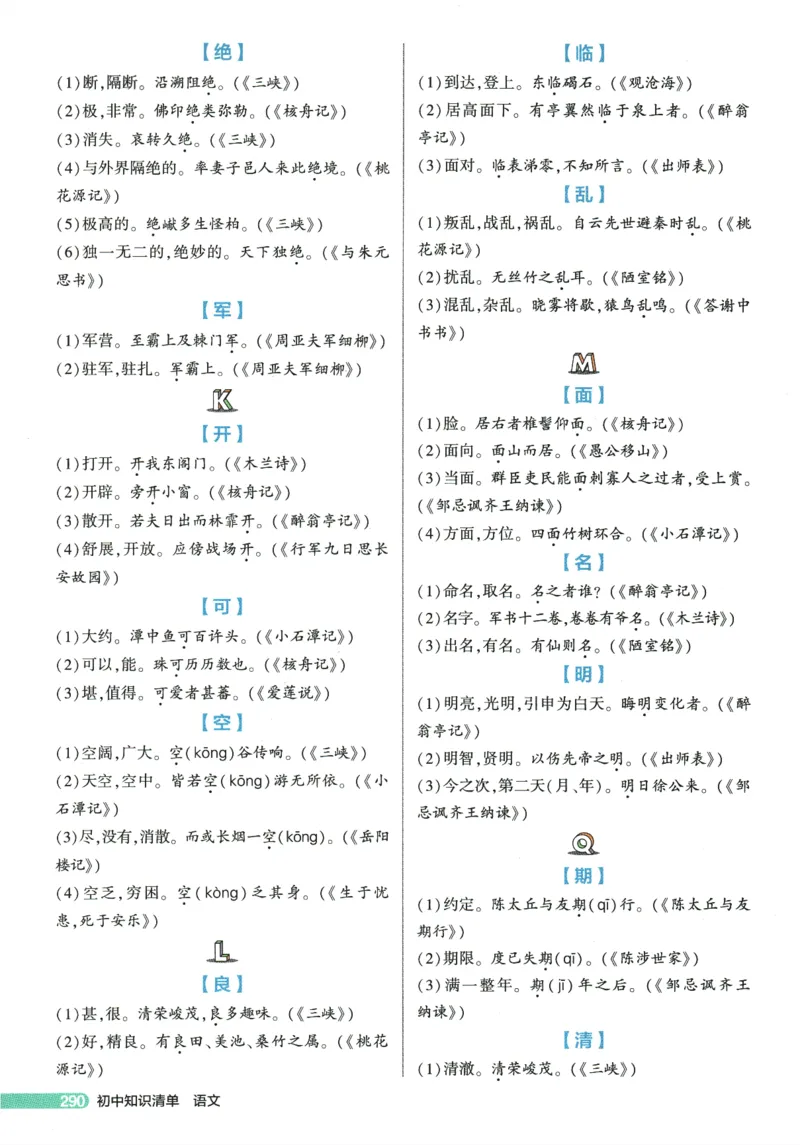 2026版53初中知识清单-语文