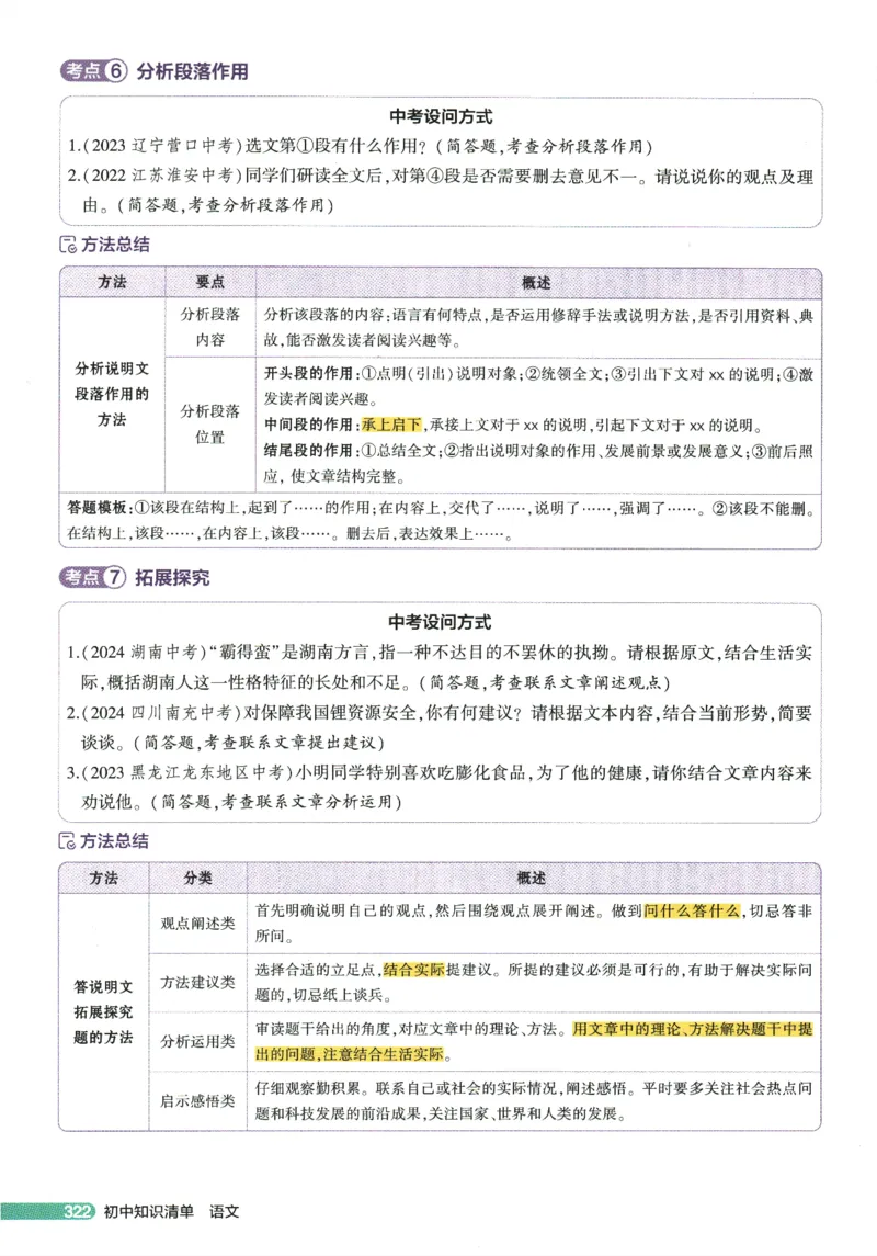 2026版53初中知识清单-语文