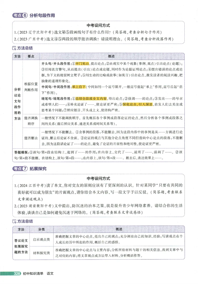2026版53初中知识清单-语文
