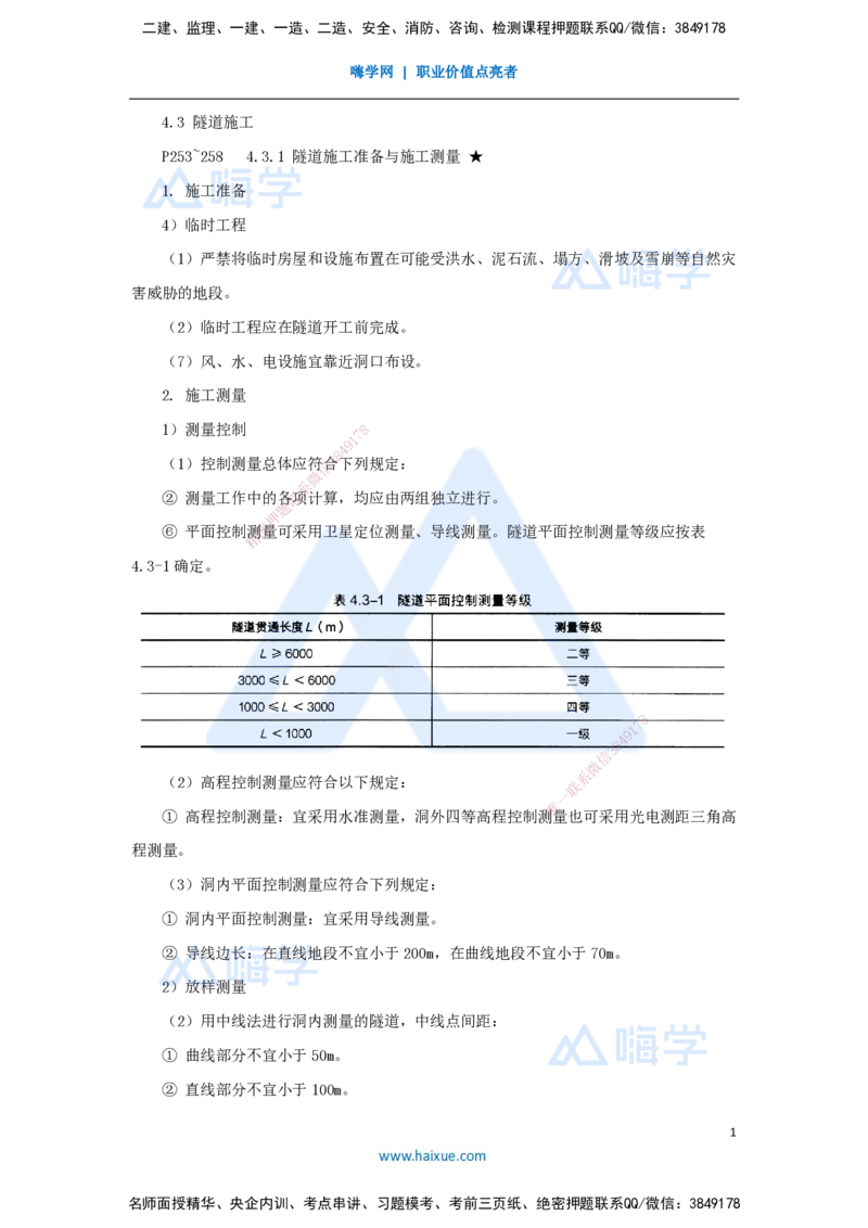 45.2025李昌春-名师精讲通关-第四章（45）隧道施工准备与施工测量和隧道洞口、明洞施工_2026年一级建造师_2026年一建公路_2025年一建公路SVIP_02-基础精讲✿高端面授✿深度强化_讲义