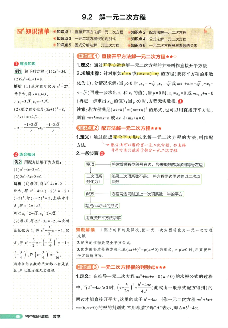 2026版53初中知识清单-数学