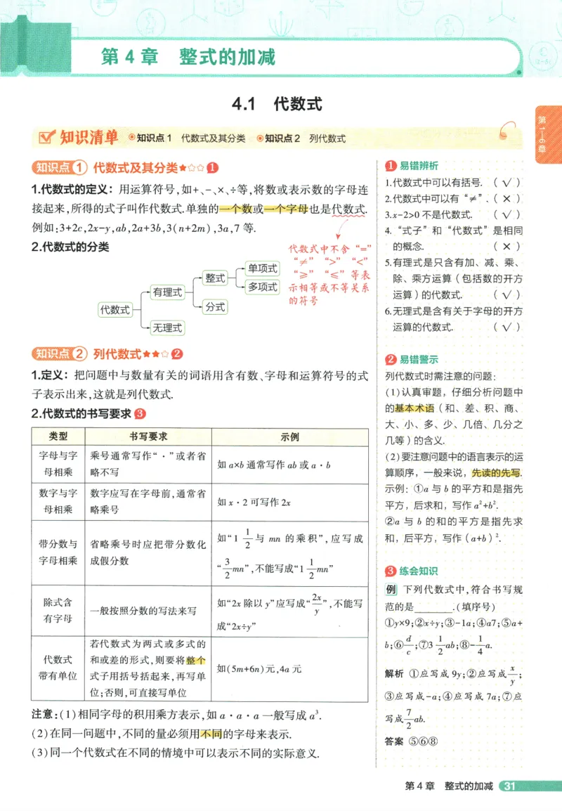 2026版53初中知识清单-数学