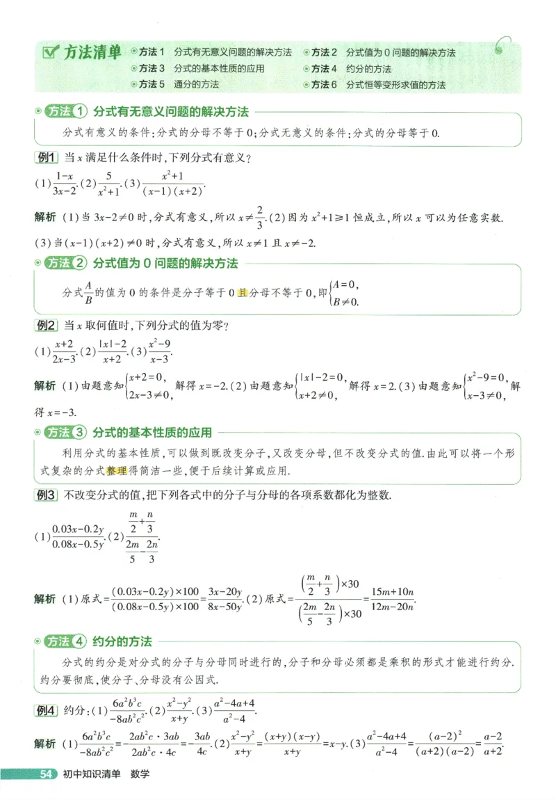 2026版53初中知识清单-数学