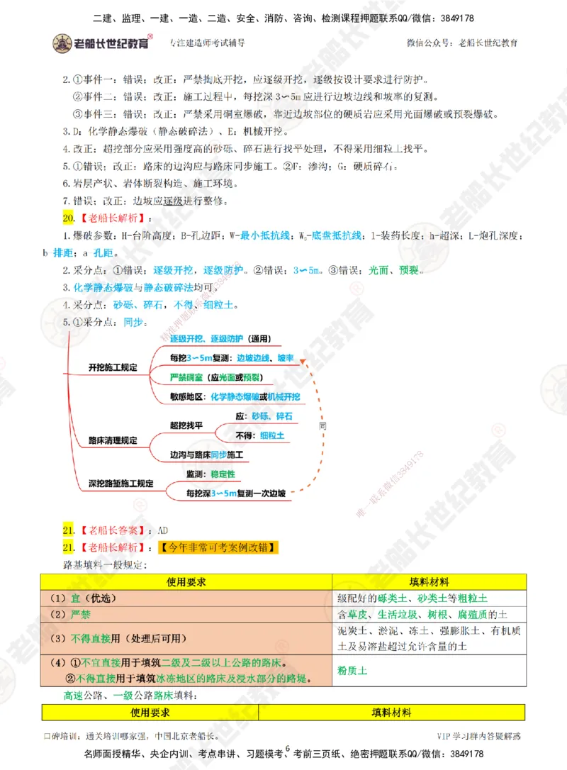 01老船长一建公路&mdash;&mdash;点题强化直播01-答案_2026年一级建造师_2026年一建公路_2025年一建公路SVIP_04-冲刺串讲✿考点强化✿小灶集训_21-公路《点题强化班》老船长JQ推荐_讲义