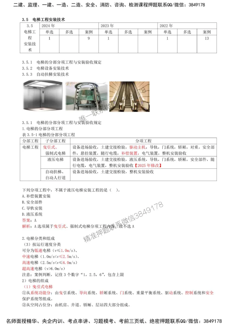 27-第3章-3.5-电梯工程安装技术_2026年一级建造师_2026年一建机电_2025年一建机电SVIP_02-基础精讲✿高端面授✿深度强化_36-机电《教材精讲班》王建波SMR