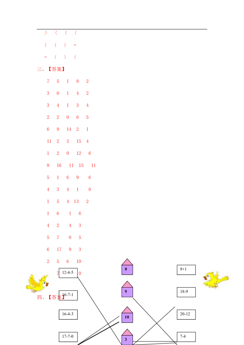 07精20以内数的减法11页_小学数学口算竖式脱式计算应用题一二三四五六年级上下册电_小学数学口算题库电子版（1-6）_笔算题（1-小升初）_笔算题适合1年级
