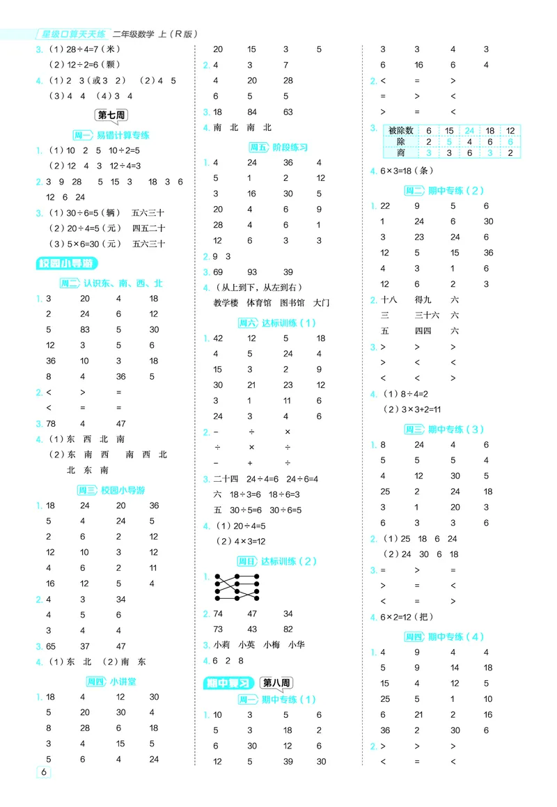 25秋星级口算天天练二年级数学上（R版）答案_🍎星级口算人教25年上册(1)