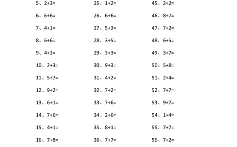 15以内加法第81~100篇-_小学数学口算竖式脱式计算应用题一二三四五六年级上下册电_小学数学口算题库电子版（1-6）_小学数学口算一年级_口算题适合1年级(含答案）