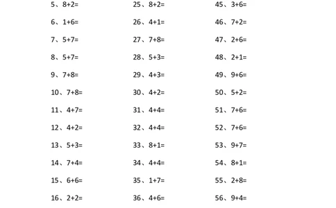 15以内加法第81~100篇-_小学数学口算竖式脱式计算应用题一二三四五六年级上下册电_小学数学口算题库电子版（1-6）_小学数学口算一年级_口算题适合1年级(含答案）