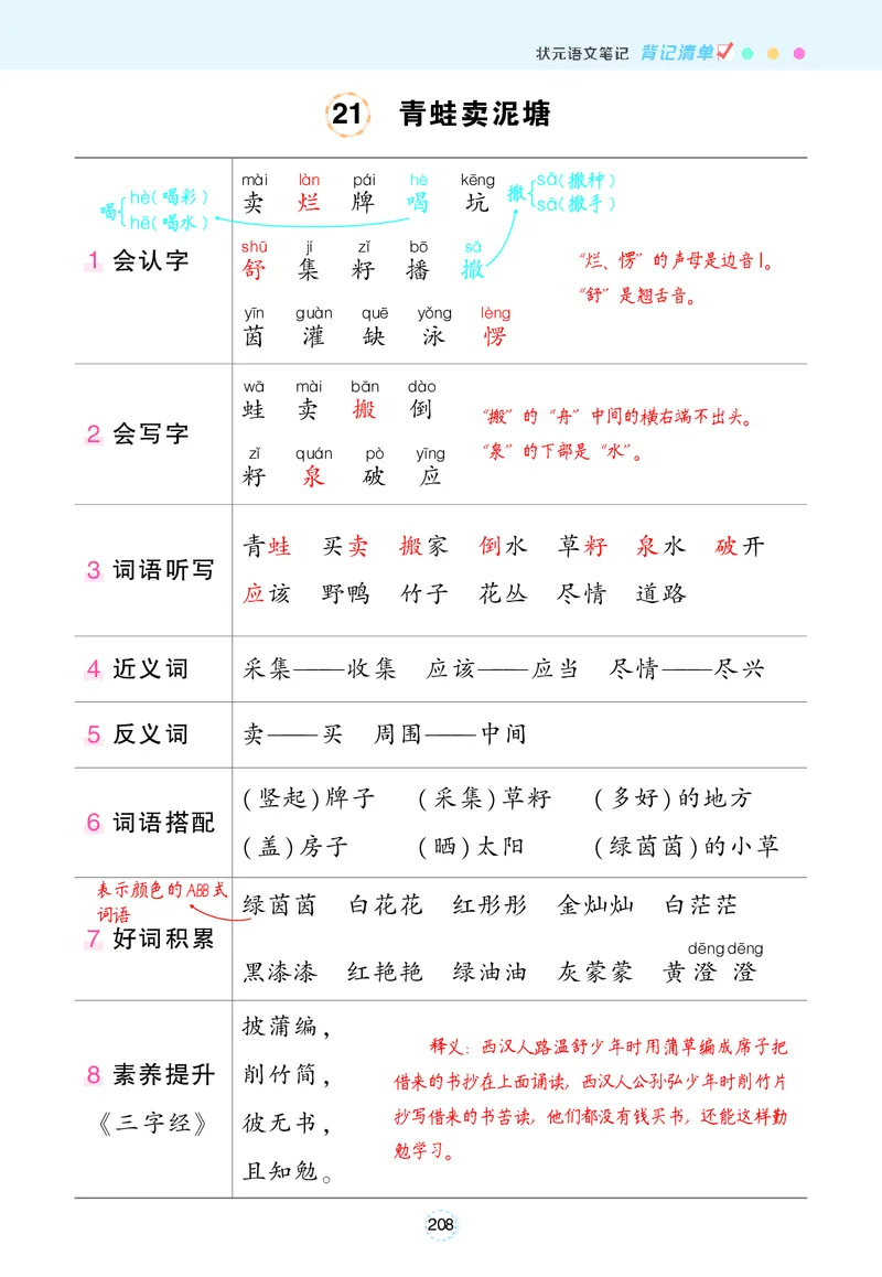 2.8状元语文笔记背记清单_二年级上下册资料_小学二年级学习资料-25年更新版_2-02、小学二年级语文下册_2-2-1、复习、知识点、归纳汇总_语文知识点总结(按每课）