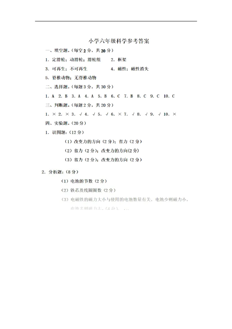 人教版小学六年级科学上册期末考试试卷及答案_2024年人教版小学数学一二三四五六年级上册下册期中期末试a0747_小学科学_科学（人教鄂教版）试卷习题教辅汇总