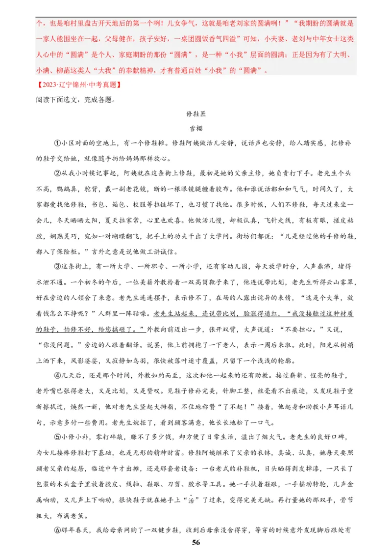 专题17小说阅读(一)(解析版)_2023-2025《3年中考1年模拟》真题分类汇编（语文、数学）(1)_2023-2025《3年中考1年模拟真题分类汇编》语文