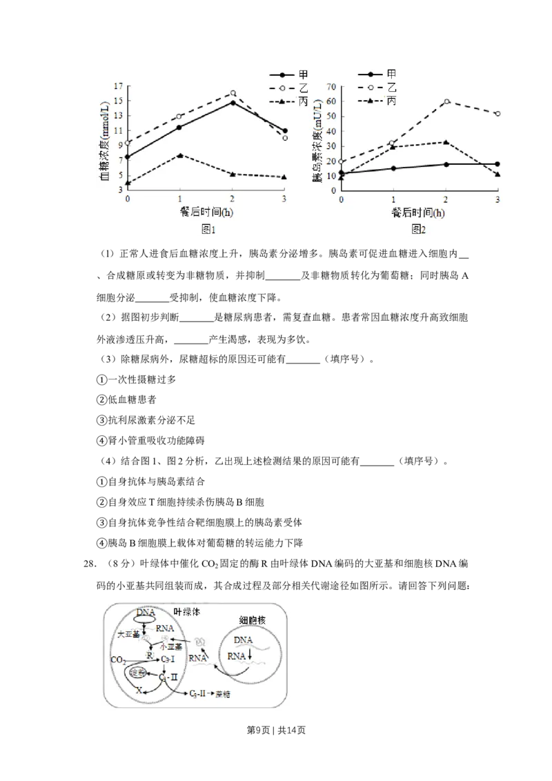 2019年高考生物试卷（江苏）（空白卷）_生物历年高考真题_新&middot;Word版2008-2025&middot;高考生物真题_生物（按年份分类）2008-2025_2019&middot;高考生物真题