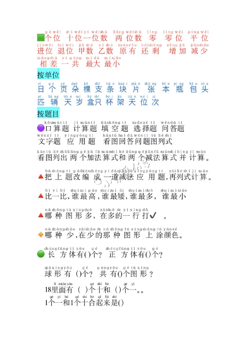 一年级数学必认常用字_纯图版_小学全网线上同款资料_36号文件速算_速算_速算和思维