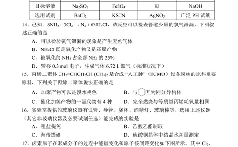 2020年高考化学试卷（上海）（空白卷）_历年高考真题合集_化学历年高考真题_新&middot;PDF版2008-2025&middot;高考化学真题_化学（按省份分类）2008-2025_2008-2025&middot;（上海）化学高考真题