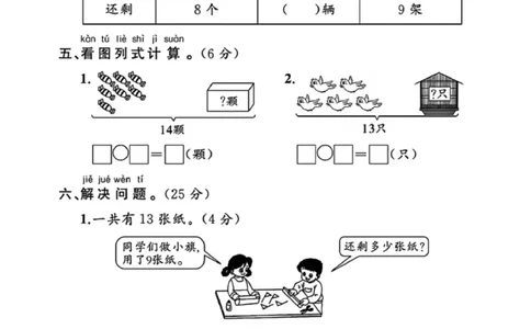 1100人教版一年级下册数学第二单元《20以内的退位减法》测试卷_一年级上下册资料_一年级下册小红书同款资料_一下数学_25年一下数学资料