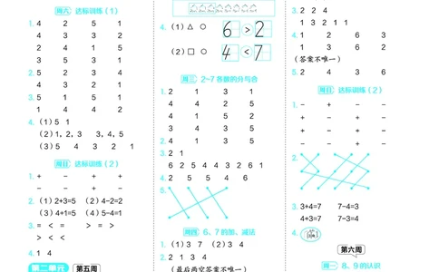 25秋星级口算天天练一年级数学上（BJ版）答案_🍎星级口算北京25年上册(1)