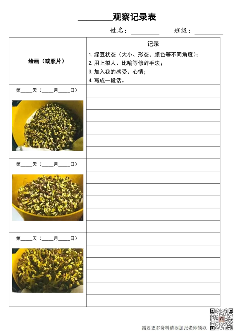 10.6四上第三单元绿豆生长观察表(1)_三年级上下册资料_三年级上册小红书同款资料_三年级(1)