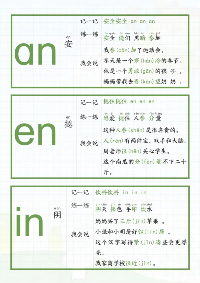 1_一年级上册拼音贴_一到六小学晨读晚默晨诵晚读_24秋一年级上册各类资料(小纸条知识点默写单)