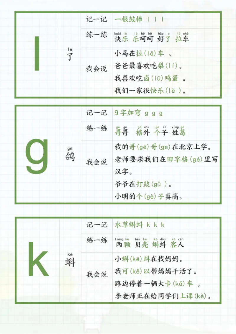 1_一年级上册拼音贴_一到六小学晨读晚默晨诵晚读_24秋一年级上册各类资料(小纸条知识点默写单)