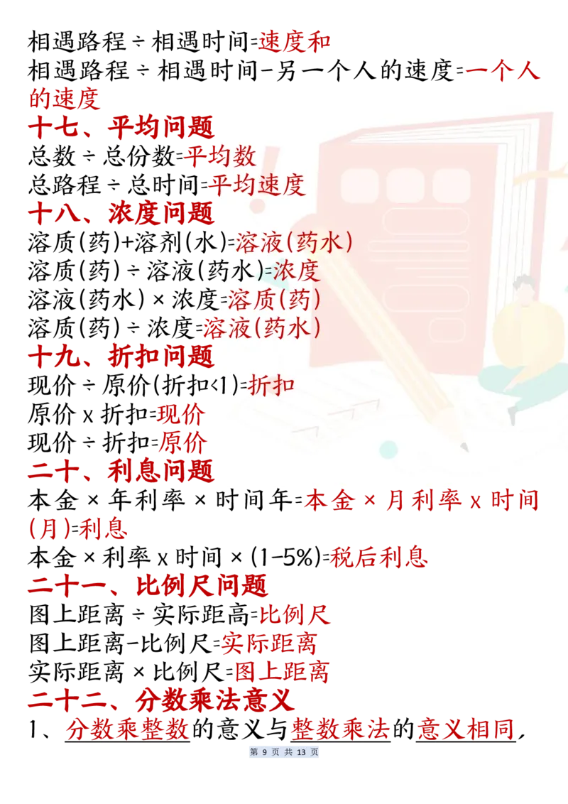 24新六年级上册数学必背公式汇总_6年级小红书最新热门资料(1)