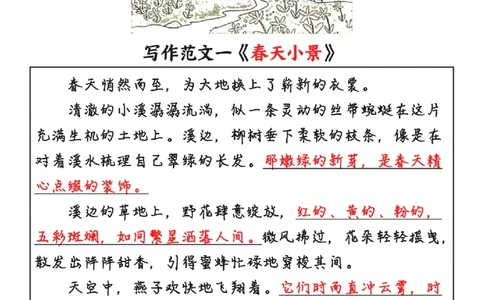 1090-25春一下语文1-8单元看图写话范文16篇_一年级上下册资料_一年级下册小红书同款资料_一下数学