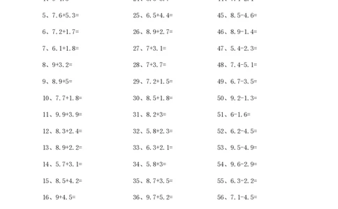 1位小数加减混合第31~50篇_小学数学口算竖式脱式计算应用题一二三四五六年级上下册电_小学数学口算题库电子版（1-6）_小学数学口算四年级_口算题适合4年级_小数-加减混合（100篇）