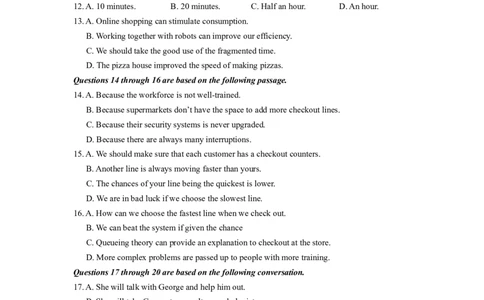2020年高考英语试卷（上海）（春考）（解析卷）_英语历年高考真题_新&middot;Word版2008-2025&middot;高考英语真题_英语（按年份分类）2008-2025_2020&middot;高考英语真题