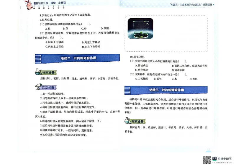 暑假轻松升级科学小升初_2024年人教版小学数学一二三四五六年级上册下册期中期末试a0747_小学全科《同步练习+精品试卷》打包下载（1-6年级单元月考期中期末试卷）_小学科学