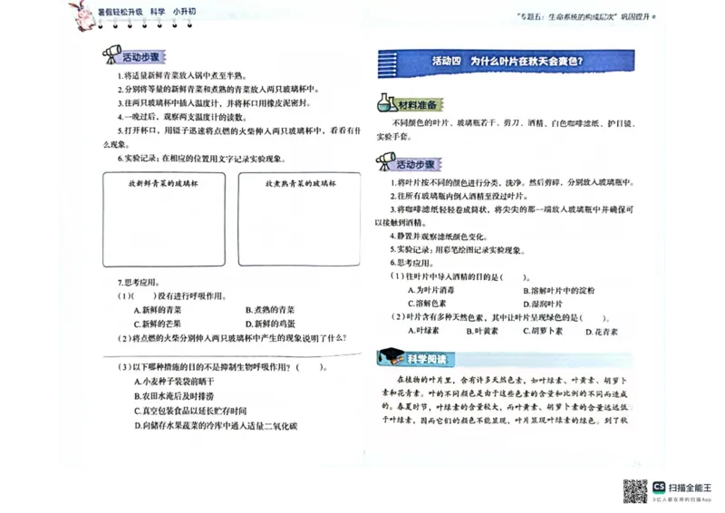 暑假轻松升级科学小升初_2024年人教版小学数学一二三四五六年级上册下册期中期末试a0747_小学全科《同步练习+精品试卷》打包下载（1-6年级单元月考期中期末试卷）_小学科学