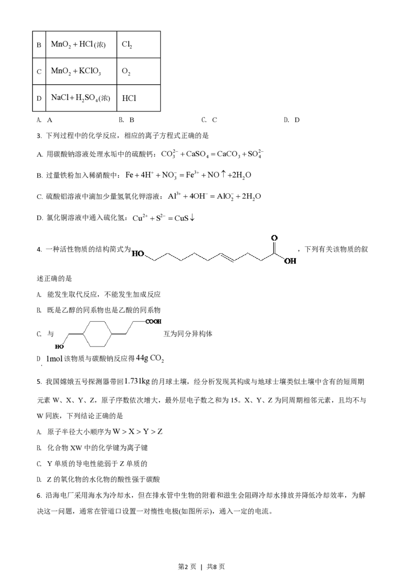 2021年高考化学试卷（全国乙卷）（空白卷）_历年高考真题合集_化学历年高考真题_新&middot;PDF版2008-2025&middot;高考化学真题_化学（按省份分类）2008-2025_2010-2025&middot;（宁夏）化学高考真题