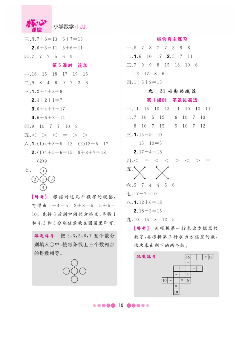 《核心课堂》1年级数学上册（冀教版）册_2024年人教版小学数学一二三四五六年级上册下册期中期末试a0747_小学全科《同步练习+精品试卷》打包下载（1-6年级单元月考期中期末试卷）