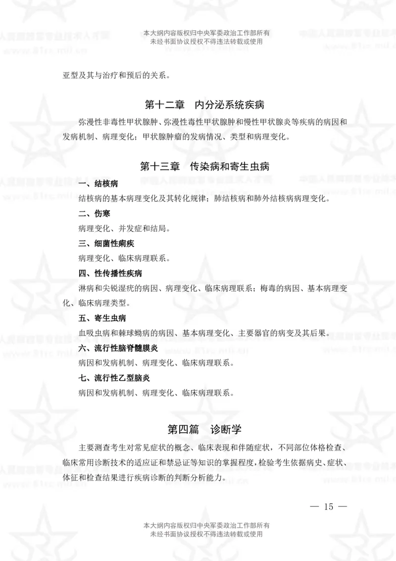 22、医学检验技术专业科目考试大纲_军队文职(1)_08.备考分数线等信息_新版军队文职考试大纲