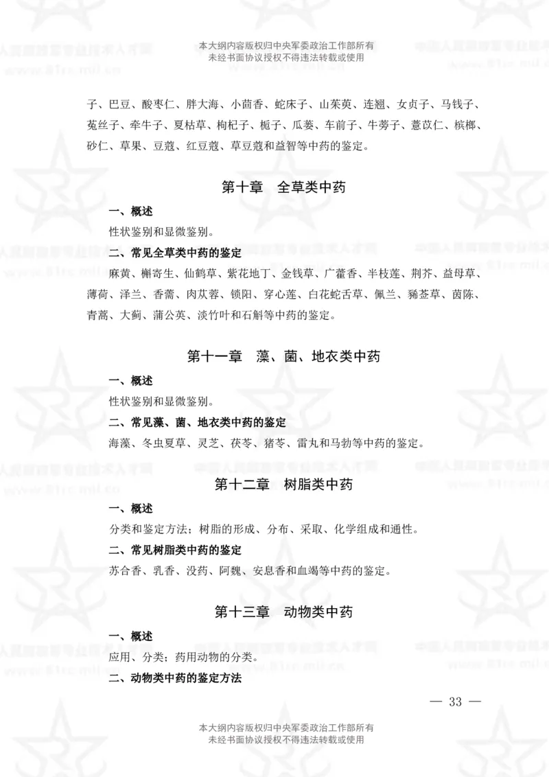 19、中药学专业科目考试大纲_军队文职(1)_08.备考分数线等信息_新版军队文职考试大纲