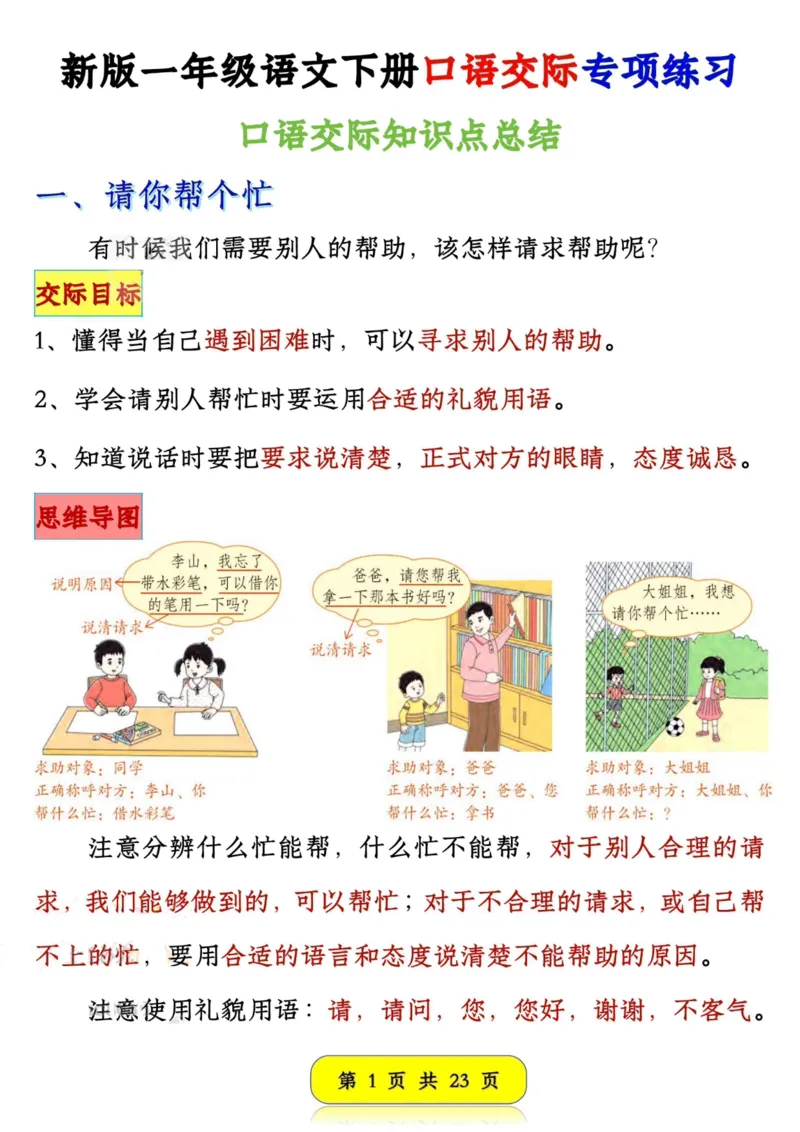 1165新版一年级语文下册口语交际专项练习-副本(2)_一年级上下册资料_一年级下册小红书同款资料_一下数学
