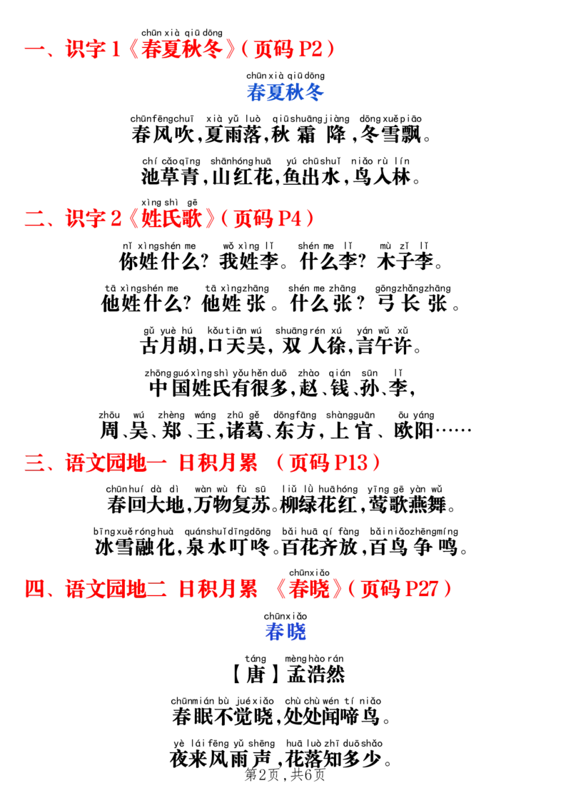1017一年级下册语文课本必背内容打卡(2)_一年级上下册资料_一年级下册小红书同款资料_一下数学