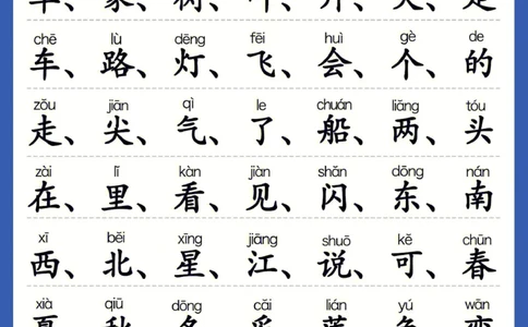 一年级上册必认300字_幼小语数英专项资料_幼小语文专项