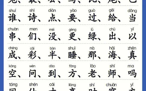 一年级上册必认300字_幼小语数英专项资料_幼小语文专项