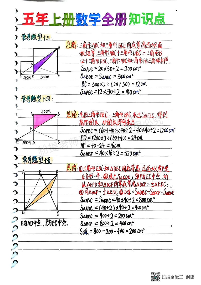 25新五上数学学霸手抄笔记汇总_小学全网线上同款资料_k92_数学