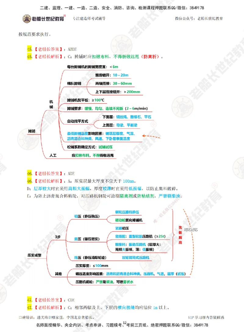01老船长一建市政&mdash;&mdash;点题强化直播01-答案_2026年一级建造师_2026年一建市政_2025年一建市政SVIP_04-冲刺串讲✿考点强化✿小灶集训_40-市政《点题强化班》老船长JQ推荐