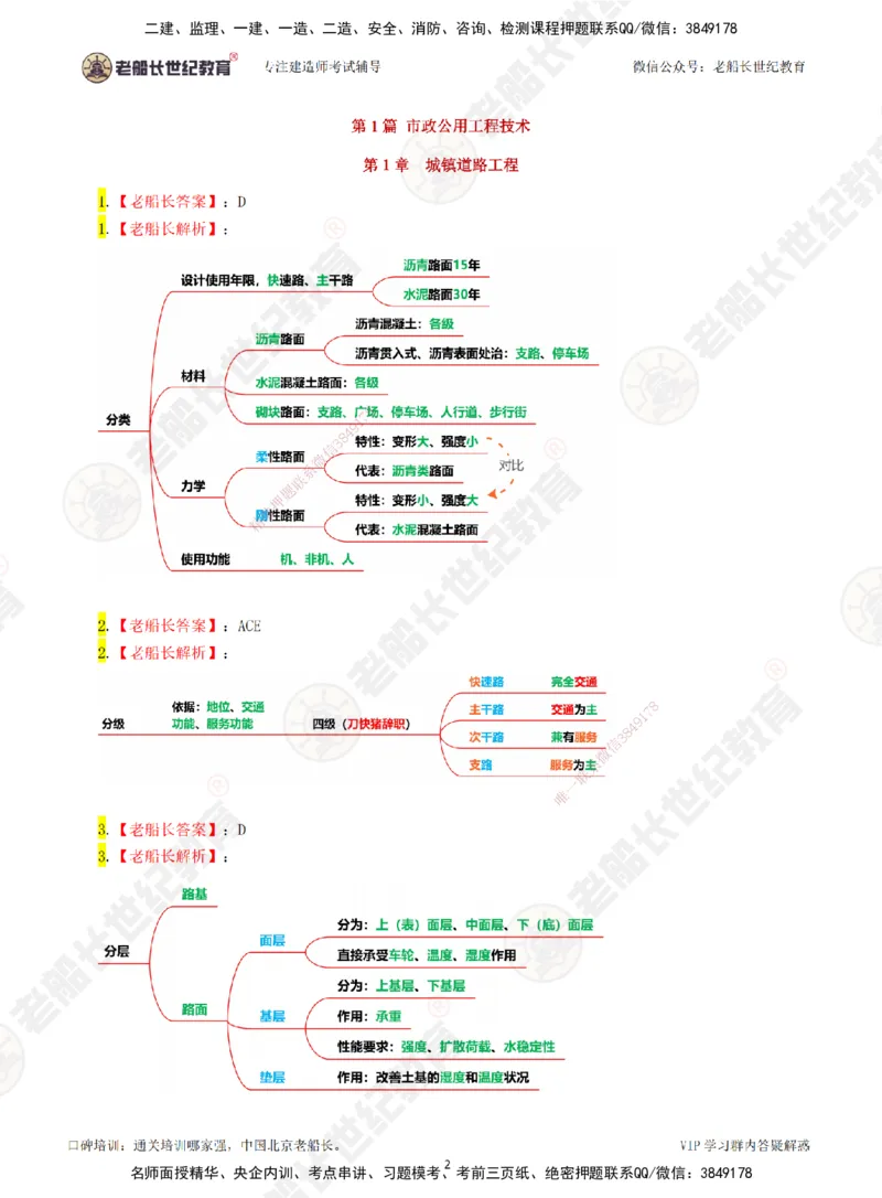 01老船长一建市政&mdash;&mdash;点题强化直播01-答案_2026年一级建造师_2026年一建市政_2025年一建市政SVIP_04-冲刺串讲✿考点强化✿小灶集训_40-市政《点题强化班》老船长JQ推荐