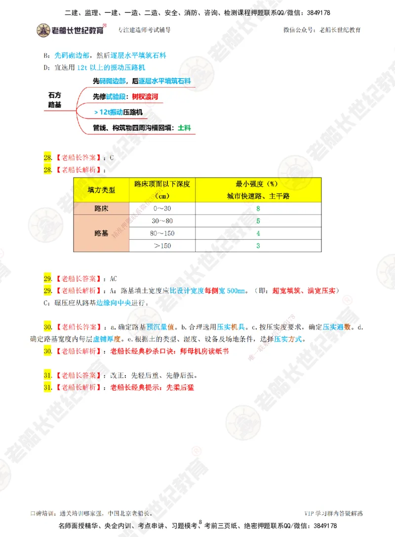 01老船长一建市政&mdash;&mdash;点题强化直播01-答案_2026年一级建造师_2026年一建市政_2025年一建市政SVIP_04-冲刺串讲✿考点强化✿小灶集训_40-市政《点题强化班》老船长JQ推荐