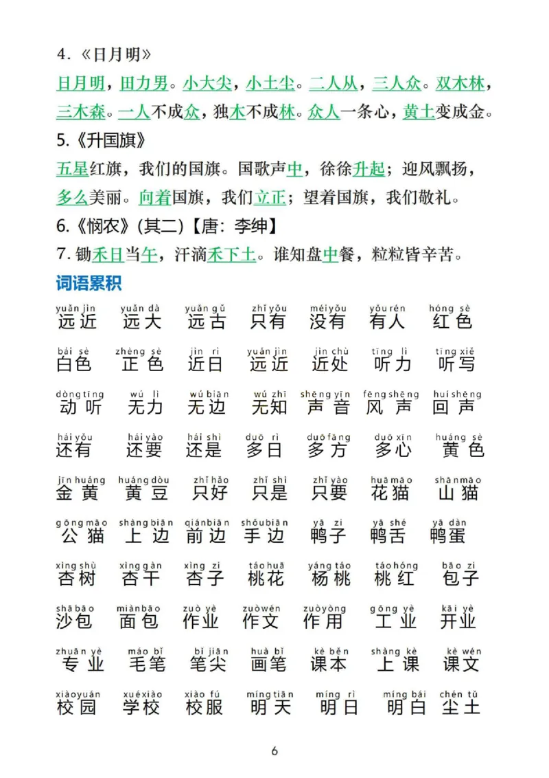 1_一上语文1&middot;8单元考点总结_一到六小学晨读晚默晨诵晚读_24秋一年级上册各类资料(小纸条知识点默写单)