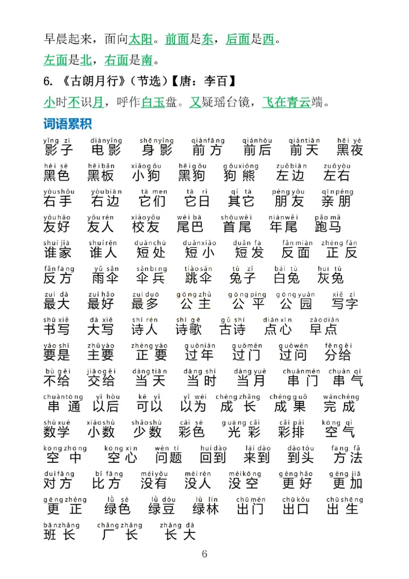 1_一上语文1&middot;8单元考点总结_一到六小学晨读晚默晨诵晚读_24秋一年级上册各类资料(小纸条知识点默写单)