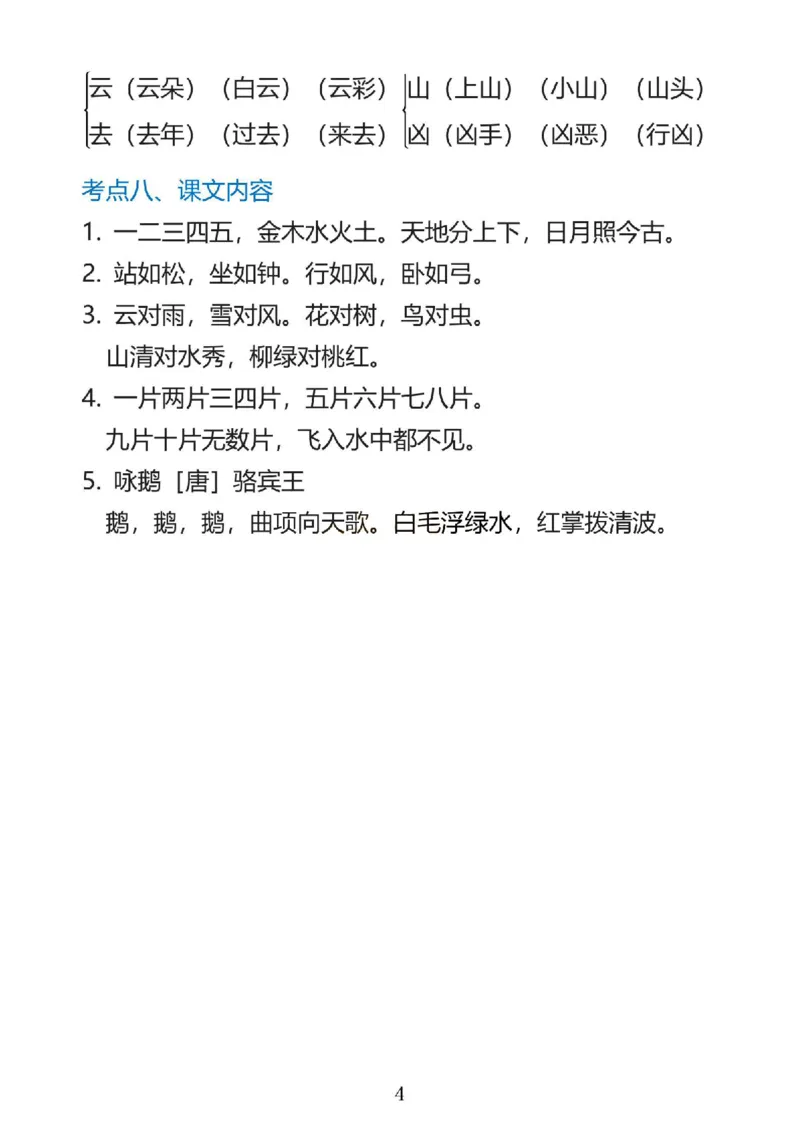 1_一上语文1&middot;8单元考点总结_一到六小学晨读晚默晨诵晚读_24秋一年级上册各类资料(小纸条知识点默写单)